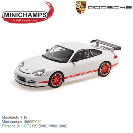 Modelauto 1:18 | Minichamps 155062020 | Porsche 911 GT3 RS (996) White 2002