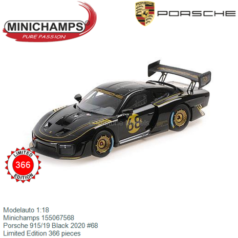 Modelauto 1:18 | Minichamps 155067568 | Porsche 915/19 Black 2020 #68