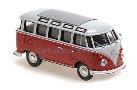 Modelauto 1:43 | Minichamps 940052301 | Volkswagen Samba Bus Grijs / Rood 1961