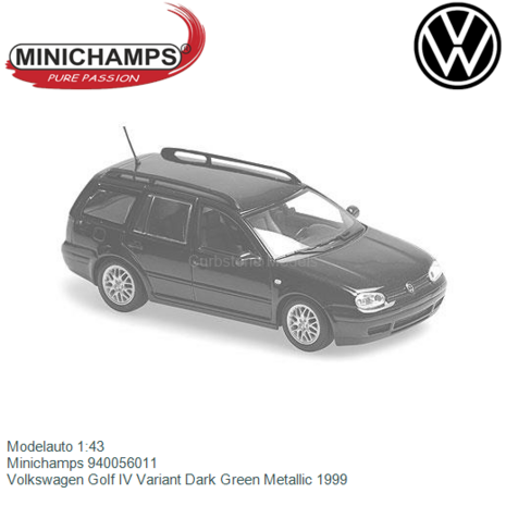 Modelauto 1:43 | Minichamps 940056011 | Volkswagen Golf IV Variant Dark Green Metallic 1999