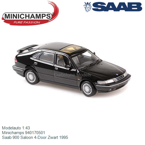 Modelauto 1:43 | Minichamps 940170501 | Saab 900 Saloon 4-Door Zwart 1995