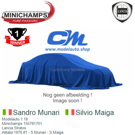 Modelauto 1:18 | Minichamps 155761701 | Lancia Stratos | Alitalia 1976 #1 - S.Munari - S.Maiga