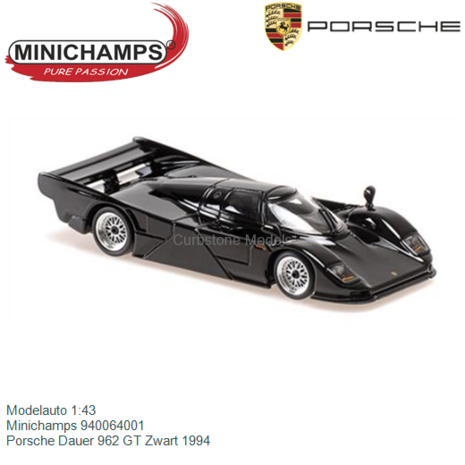 Modelauto 1:43 | Minichamps 940064001 | Porsche Dauer 962 GT Zwart 1994