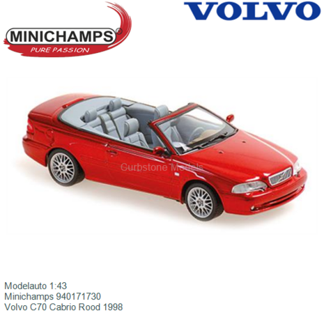 Modelauto 1:43 | Minichamps 940171730 | Volvo C70 Cabrio Rood 1998