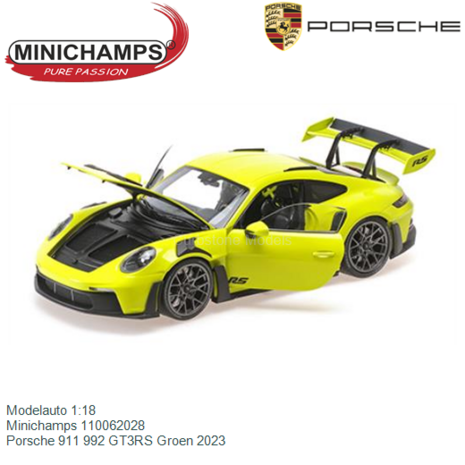 Modelauto 1:18 | Minichamps 110062028 | Porsche 911 992 GT3RS Groen 2023