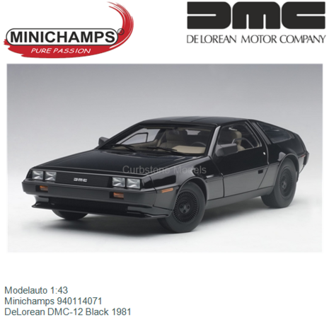 Modelauto 1:43 | Minichamps 940114071 | DeLorean DMC-12 Black 1981