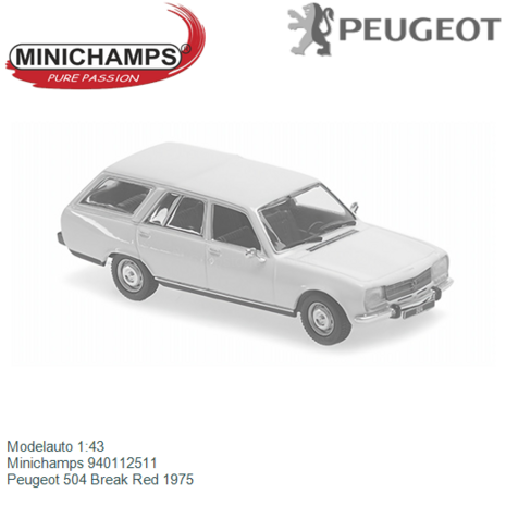 Modelauto 1:43 | Minichamps 940112511 | Peugeot 504 Break Red 1975