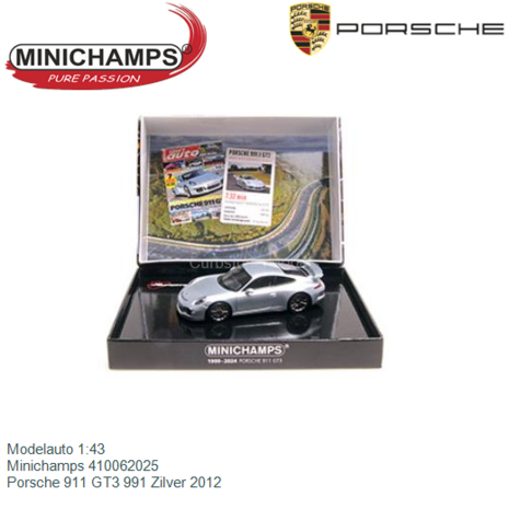 Modelauto 1:43 | Minichamps 410062025 | Porsche 911 GT3 991 Zilver 2012