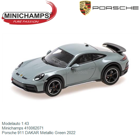 Modelauto 1:43 | Minichamps 410062071 | Porsche 911 DAKAR Metallic Green 2022