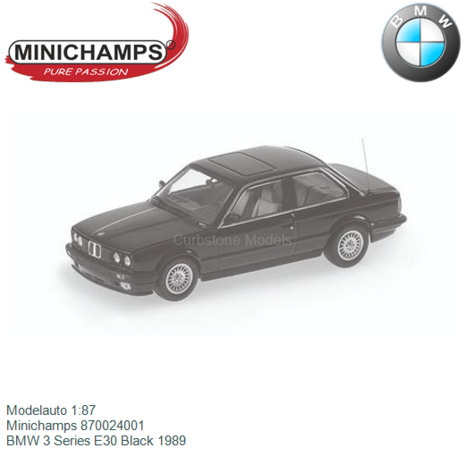 Modelauto 1:87 | Minichamps 870024001 | BMW 3 Series E30 Black 1989