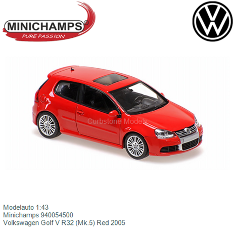 Modelauto 1:43 | Minichamps 940054500 | Volkswagen Golf V R32 (Mk.5) Red 2005