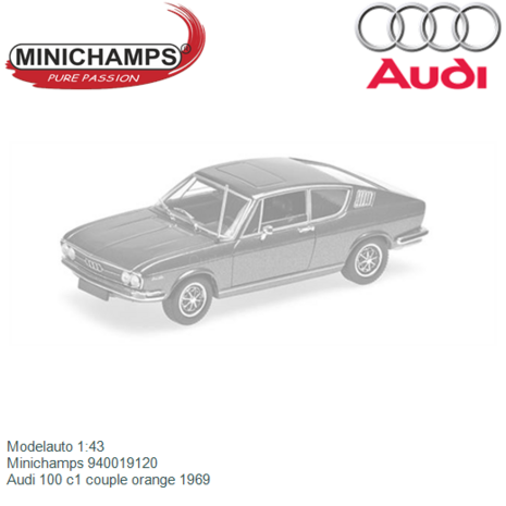 Modelauto 1:43 | Minichamps 940019120 | Audi 100 c1 couple orange 1969