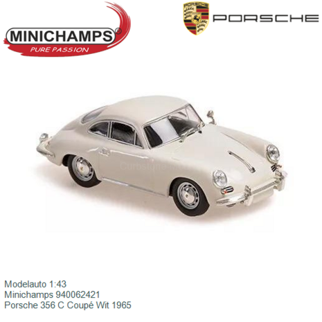 Modelauto 1:43 | Minichamps 940062421 | Porsche 356 C Coupé Wit 1965