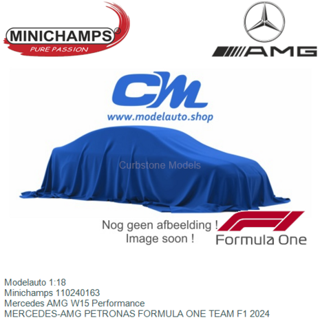 Modelauto 1:18 | Minichamps 110240163 | Mercedes AMG W15 Performance | MERCEDES-AMG PETRONAS FORMULA ONE TEAM F1 2024