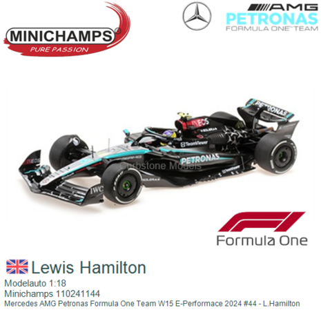 Modelauto 1:18 | Minichamps 110241144 | Mercedes AMG Petronas Formula One Team W15 E-Performace 2024 #44 - L.Hamilton