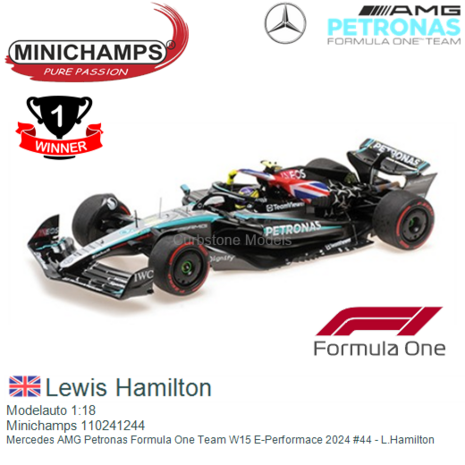 Modelauto 1:18 | Minichamps 110241244 | Mercedes AMG Petronas Formula One Team W15 E-Performace 2024 #44 - L.Hamilton