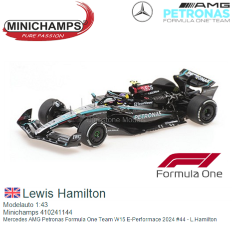 Modelauto 1:43 | Minichamps 410241144 | Mercedes AMG Petronas Formula One Team W15 E-Performace 2024 #44 - L.Hamilton