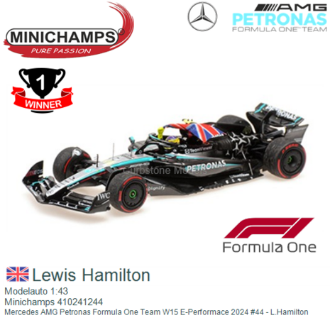 Modelauto 1:43 | Minichamps 410241244 | Mercedes AMG Petronas Formula One Team W15 E-Performace 2024 #44 - L.Hamilton