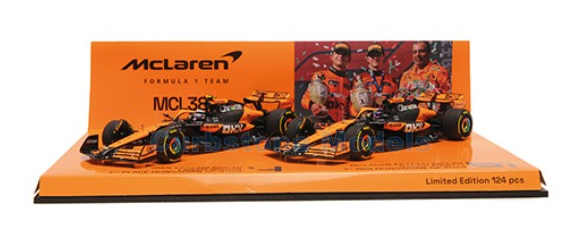 Modelauto 1:43 | Minichamps 532248104 | McLaren Formula One Team MCL38 - 2 Car Set 2024 #4 - #81 - O.Piastri - L.Norris