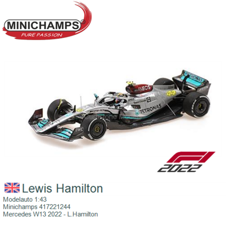 Modelauto 1:43 | Minichamps 417221244 | Mercedes W13 2022 - L.Hamilton