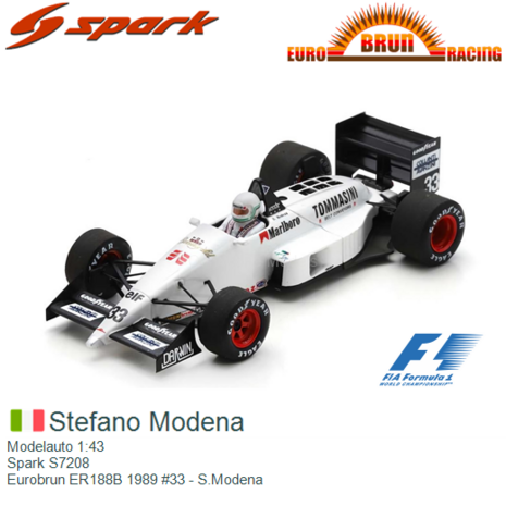 Modelauto 1:43 | Spark S7208 | Eurobrun ER188B 1989 #33 - S.Modena