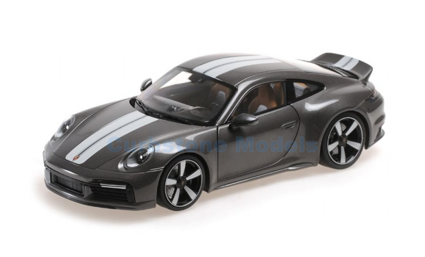 Modelauto 1:18 | Minichamps 110069201 | Porsche 911 Sport Classic (992) Grey Metallic and White 2022