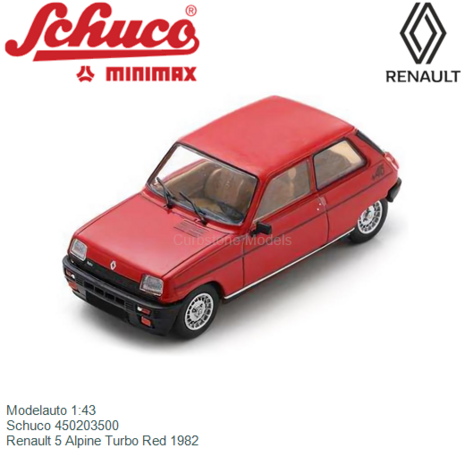 Modelauto 1:43 | Schuco 450203500 | Renault 5 Alpine Turbo Red 1982