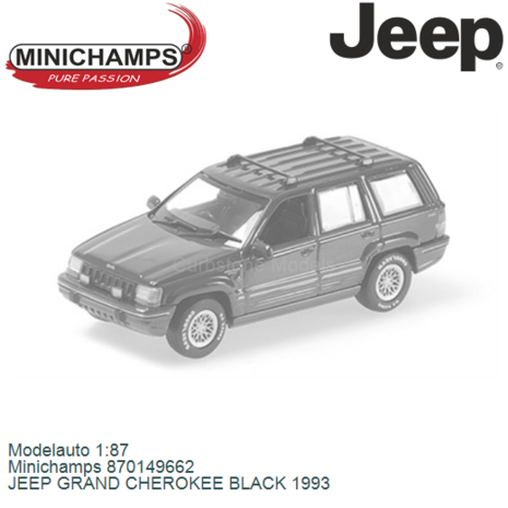 Modelauto 1:87 | Minichamps 870149662 | JEEP GRAND CHEROKEE BLACK 1993