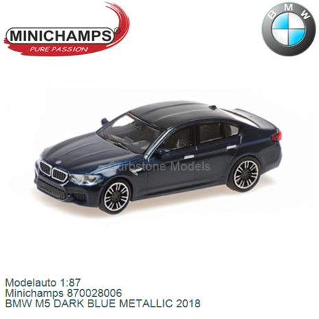 Modelauto 1:87 | Minichamps 870028006 | BMW M5 DARK BLUE METALLIC 2018