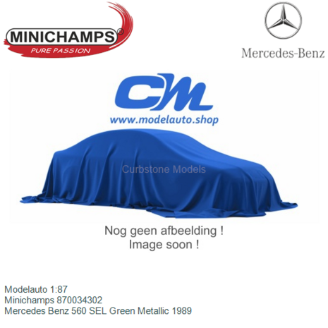 Modelauto 1:87 | Minichamps 870034302 | Mercedes Benz 560 SEL Green Metallic 1989