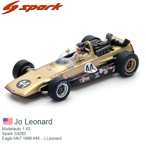 Modelauto 1:43 | Spark S4262 | Eagle Mk7 1969 #44 - J.Leonard