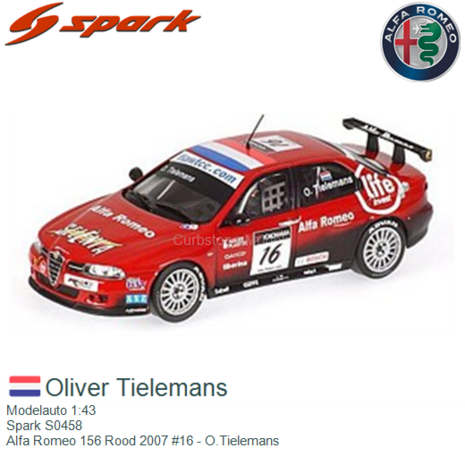 Modelauto 1:43 | Spark S0458 | Alfa Romeo 156 Rood 2007 #16 - O.Tielemans