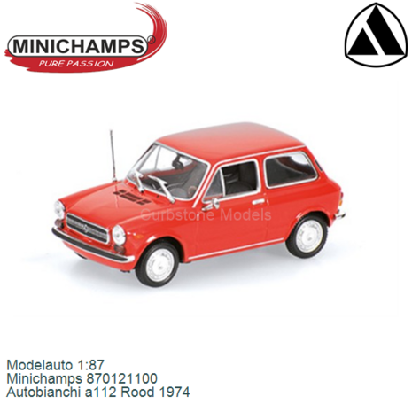 Modelauto 1:87 | Minichamps 870121100 | Autobianchi a112 Rood 1974