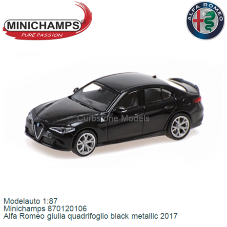 Modelauto 1:87 | Minichamps 870120106 | Alfa Romeo giulia quadrifoglio black metallic 2017