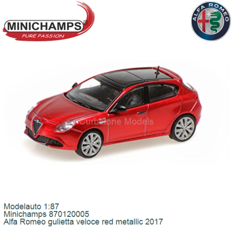 Modelauto 1:87 | Minichamps 870120005 | Alfa Romeo gulietta veloce red metallic 2017