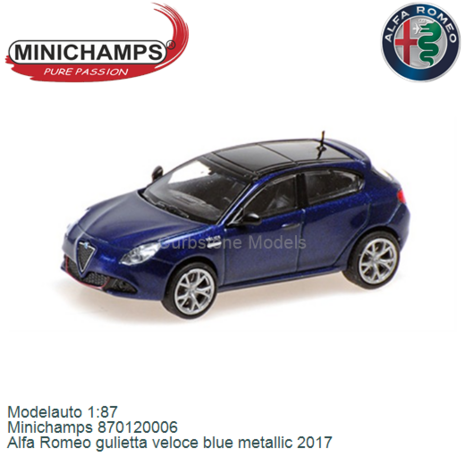 Modelauto 1:87 | Minichamps 870120006 | Alfa Romeo gulietta veloce blue metallic 2017