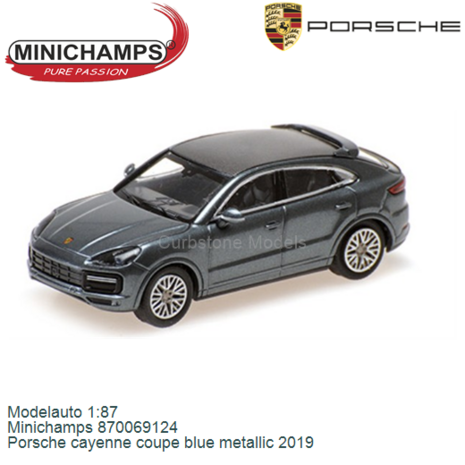 Modelauto 1:87 | Minichamps 870069124 | Porsche cayenne coupe blue metallic 2019