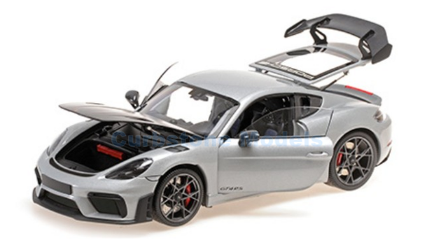 Modelauto 1:18 | Minichamps 110062122 | Porsche cayman gt4 rs silver metallic w/ weissach package 2024