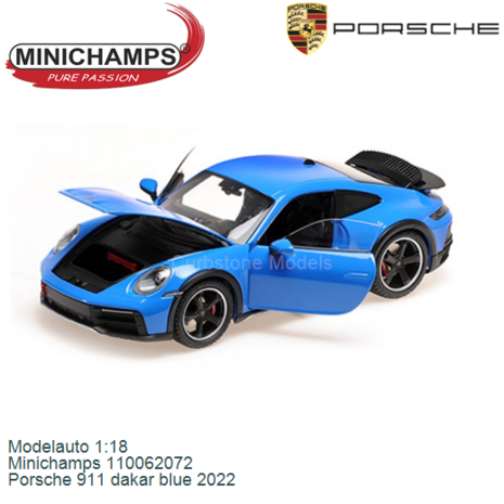 Modelauto 1:18 | Minichamps 110062072 | Porsche 911 dakar blue 2022