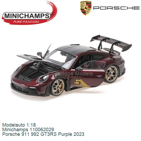 Modelauto 1:18 | Minichamps 110062029 | Porsche 911 992 GT3RS Purple 2023