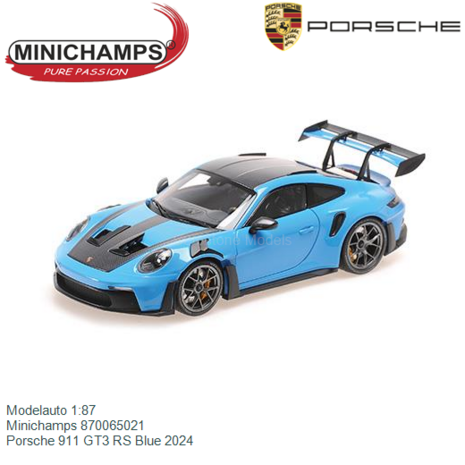 Modelauto 1:87 | Minichamps 870065021 | Porsche 911 GT3 RS Blue 2024