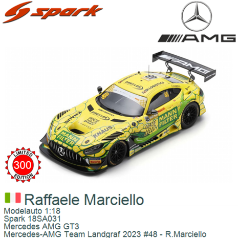 Modelauto 1:18 | Spark 18SA031 | Mercedes AMG GT3 | Mercedes-AMG Team Landgraf 2023 #48 - R.Marciello