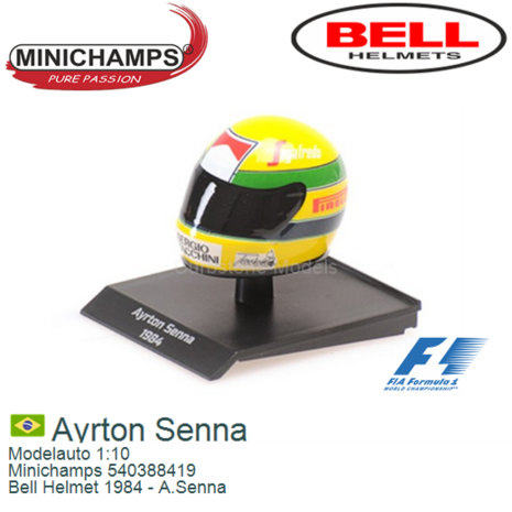 Modelauto 1:10 | Minichamps 540388419 | Bell Helmet 1984 - A.Senna