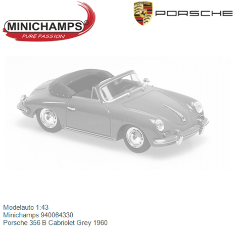 Modelauto 1:43 | Minichamps 940064330 | Porsche 356 B Cabriolet Grey 1960