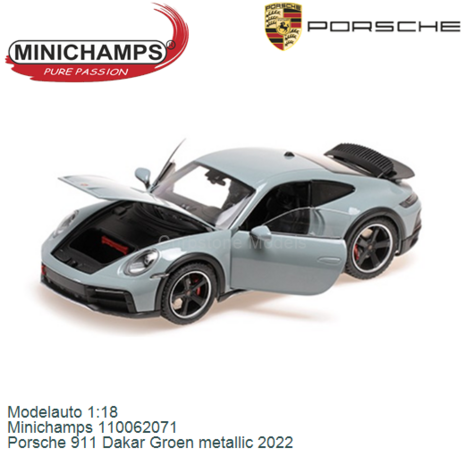 Modelauto 1:18 | Minichamps 110062071 | Porsche 911 Dakar Groen metallic 2022