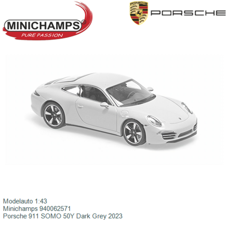 Modelauto 1:43 | Minichamps 940062571 | Porsche 911 SOMO 50Y Dark Grey 2023