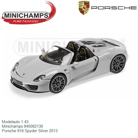 Modelauto 1:43 | Minichamps 940062130 | Porsche 918 Spyder Silver 2013