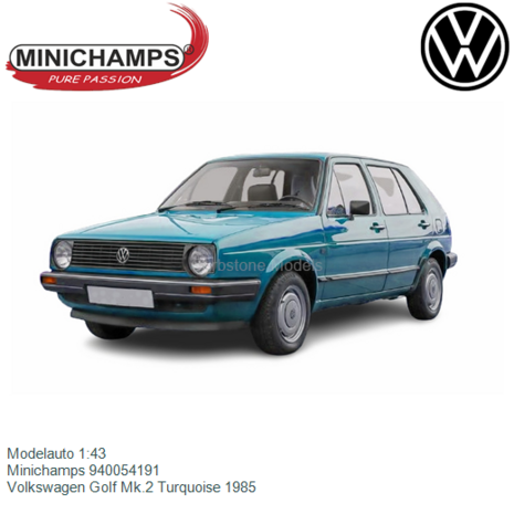 Modelauto 1:43 | Minichamps 940054191 | Volkswagen Golf Mk.2 Turquoise 1985