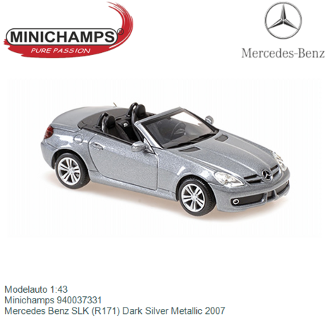 Modelauto 1:43 | Minichamps 940037331 | Mercedes Benz SLK (R171) Dark Silver Metallic 2007