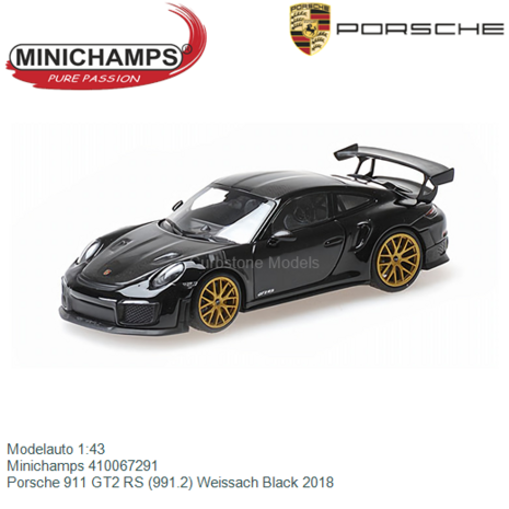 Modelauto 1:43 | Minichamps 410067291 | Porsche 911 GT2 RS (991.2) Weissach Black 2018